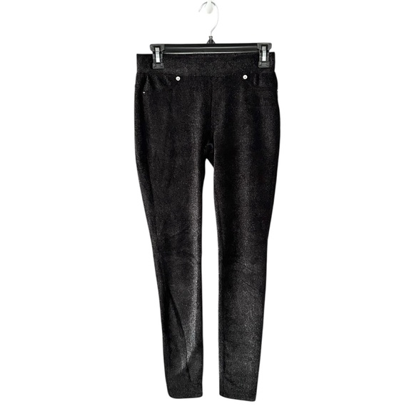 MICHAEL Michael Kors Pants - Michael Michael Kors Black Shimmer Metallic Foil Pull On Leggings